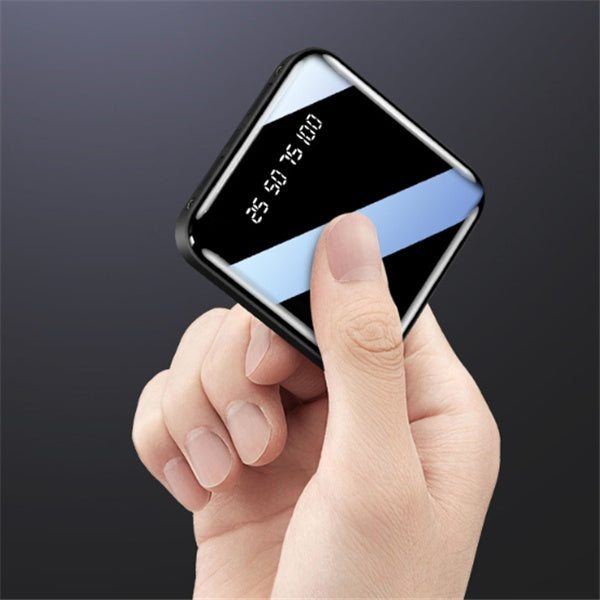 High-Capacity 20000mAh Mini Power Bank – Digital Display & Sleek Mirror Look - Obitex Online Store