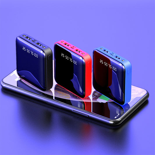 High-Capacity 20000mAh Mini Power Bank – Digital Display & Sleek Mirror Look - Obitex Online Store