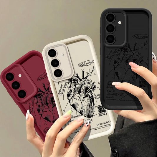 Samsung Silicone Phone Case – Cute Heart Design Cover for Various Model - Obitex Online Store