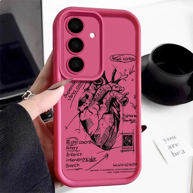 Samsung Silicone Phone Case – Cute Heart Design Cover for Various Model - Obitex Online Store