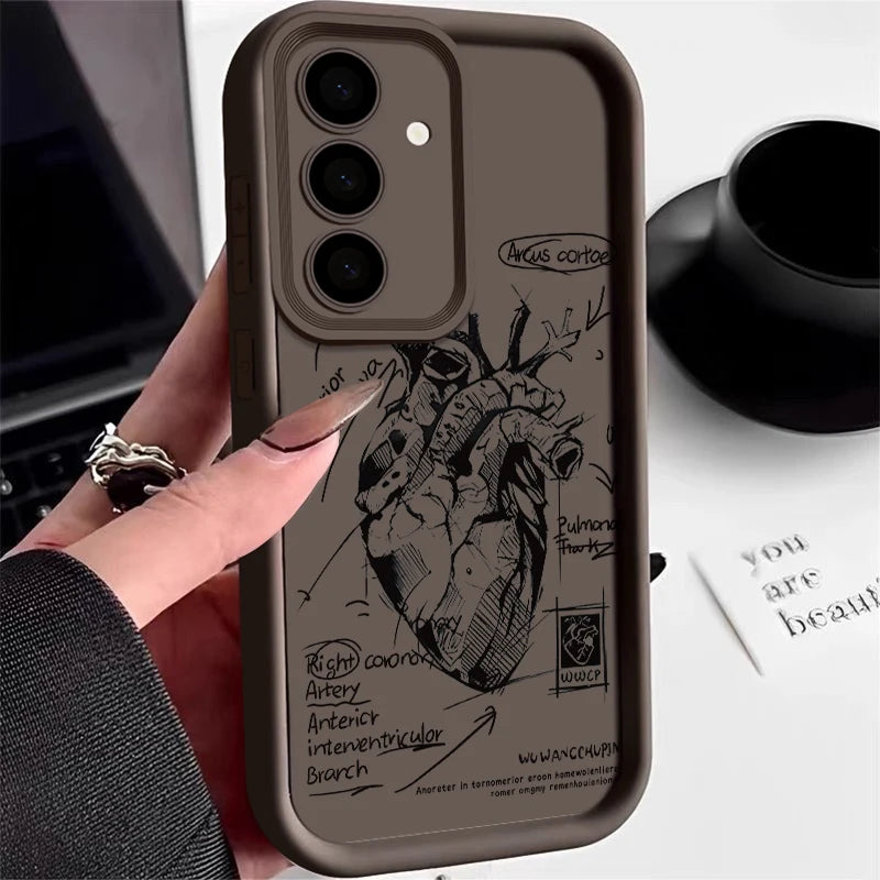 Samsung Silicone Phone Case – Cute Heart Design Cover for Various Model - Obitex Online Store