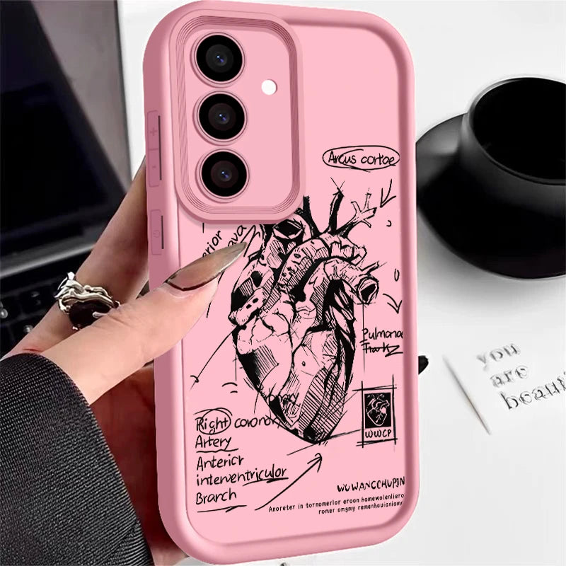 Samsung Silicone Phone Case – Cute Heart Design Cover for Various Model - Obitex Online Store